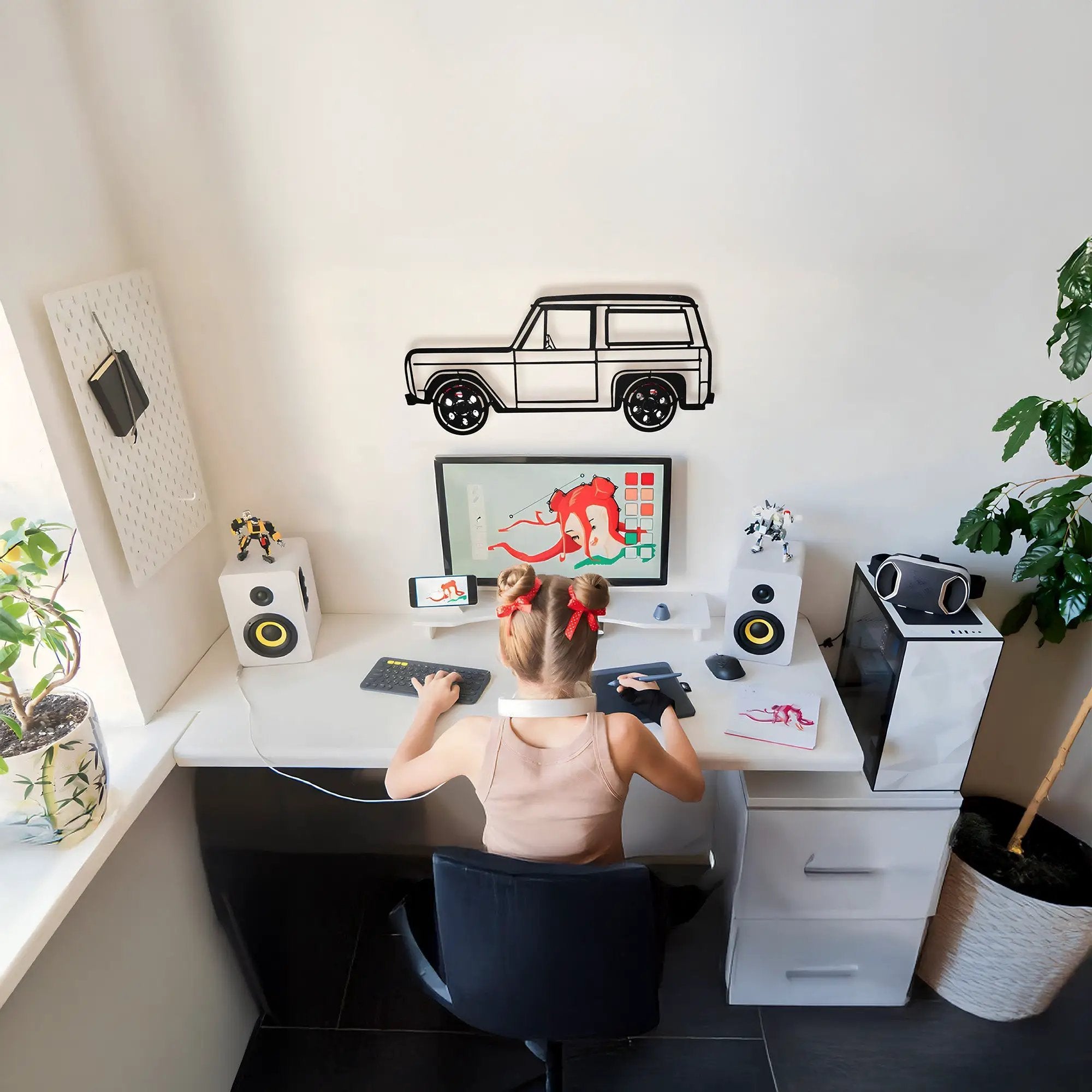 1972 Ford Bronco Wall Art – Classic 4x4 Steel Silhouette with Spinning Wheels-KAFMEKA026 by Enova Art