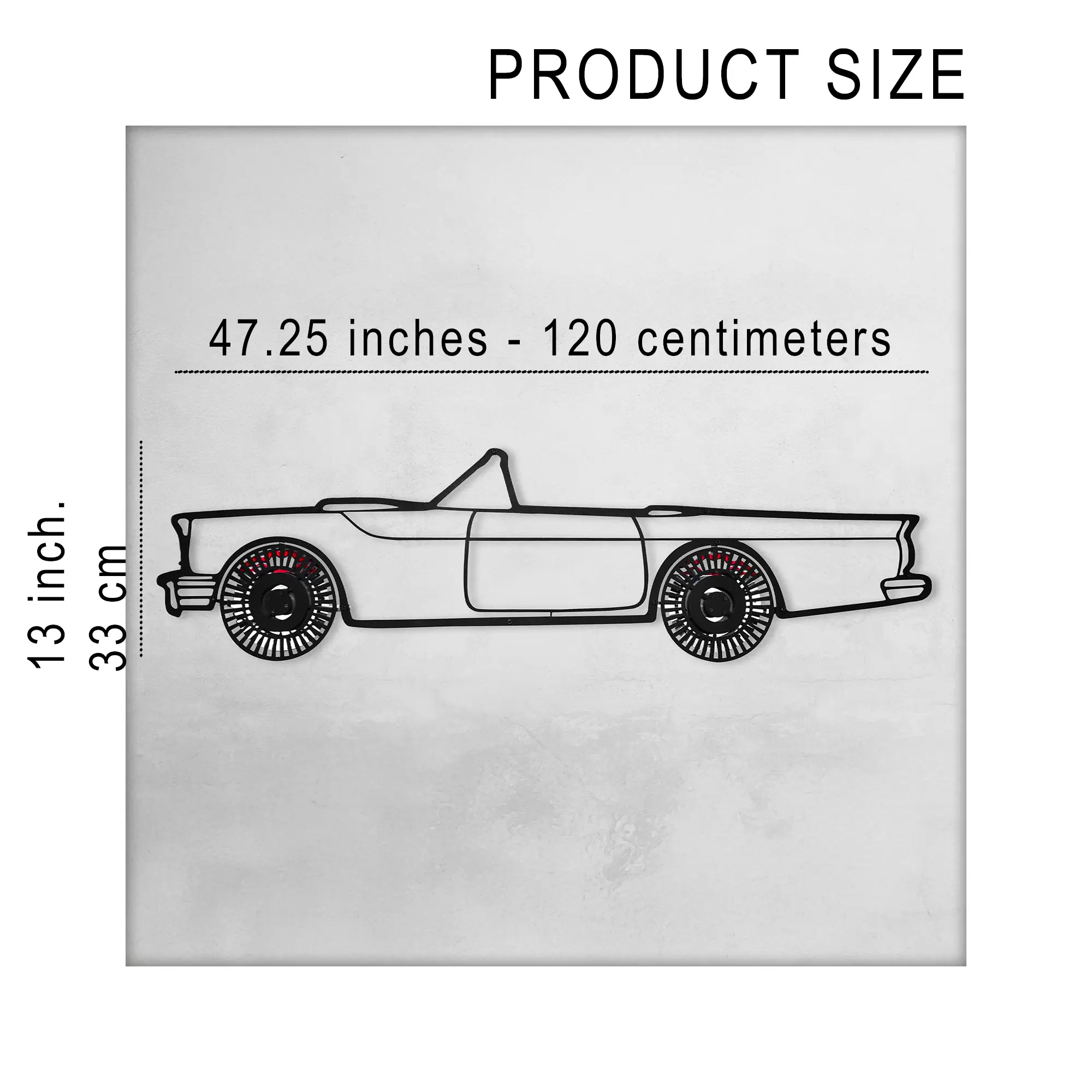 1957 Ford Thunderbird Wall Art – Classic Convertible Steel Silhouette-KAFMEKA027 by Enova Art