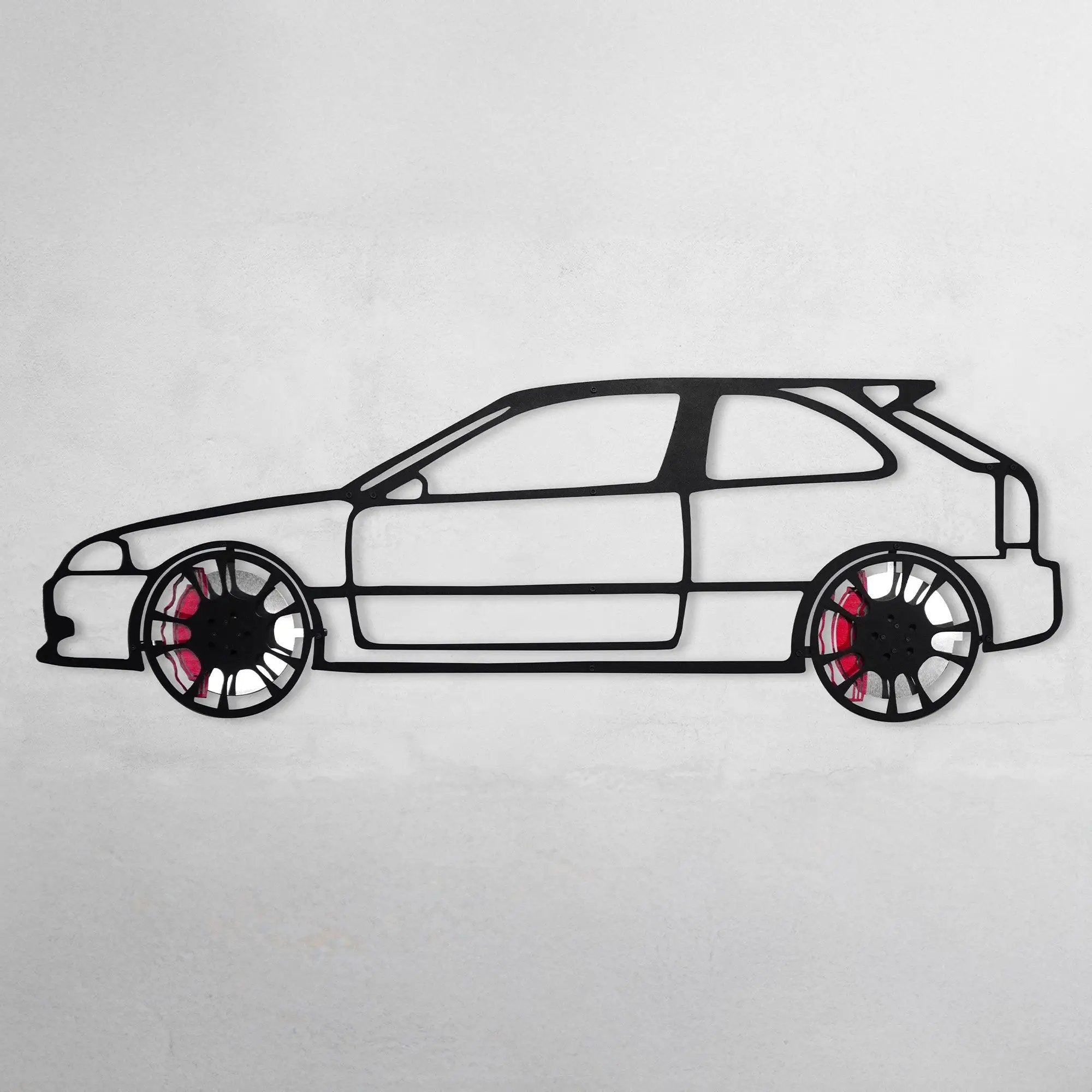Honda Civic Wall Art – JDM Steel Silhouette with Spinning Wheels-KAFMEKA028 by Enova Art