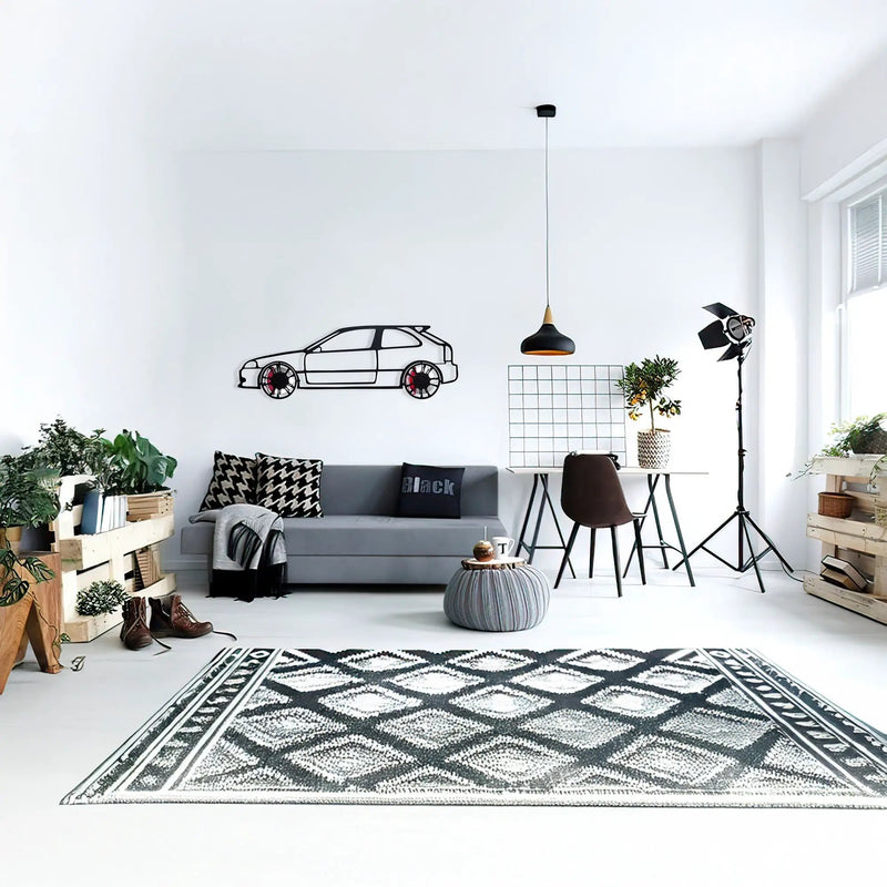 Honda Civic Wall Art – JDM Steel Silhouette with Spinning Wheels-KAFMEKA028 by Enova Art