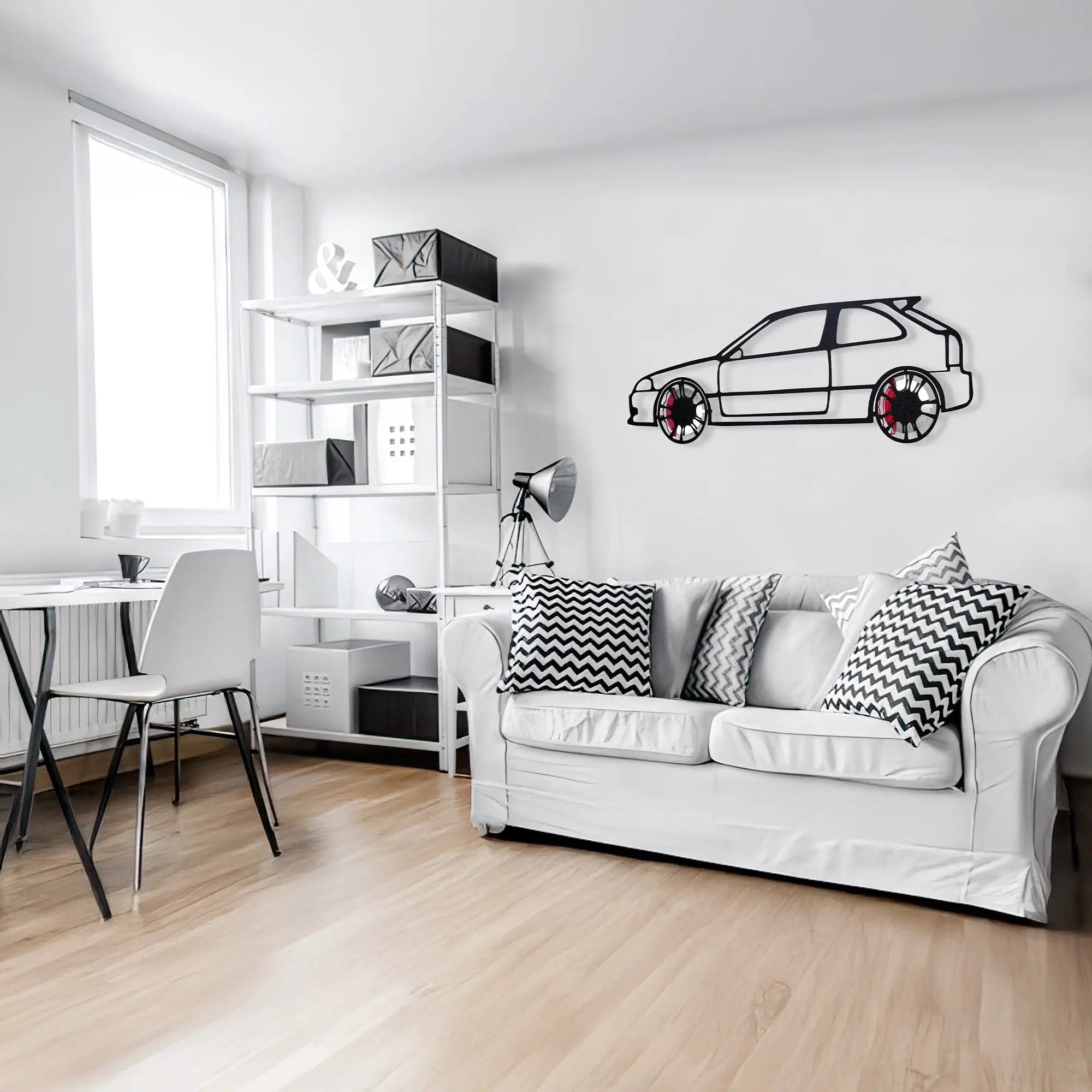 Honda Civic Wall Art – JDM Steel Silhouette with Spinning Wheels-KAFMEKA028 by Enova Art