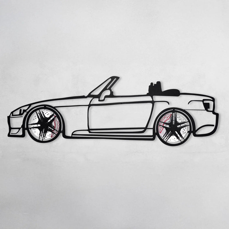 Honda S2000 Wall Art – JDM Steel Silhouette with Spinning Wheels-KAFMEKA029 by Enova Art