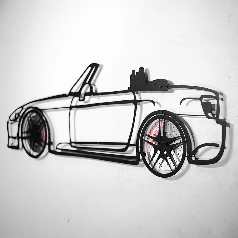 Honda S2000 Wall Art – JDM Steel Silhouette with Spinning Wheels-KAFMEKA029 by Enova Art