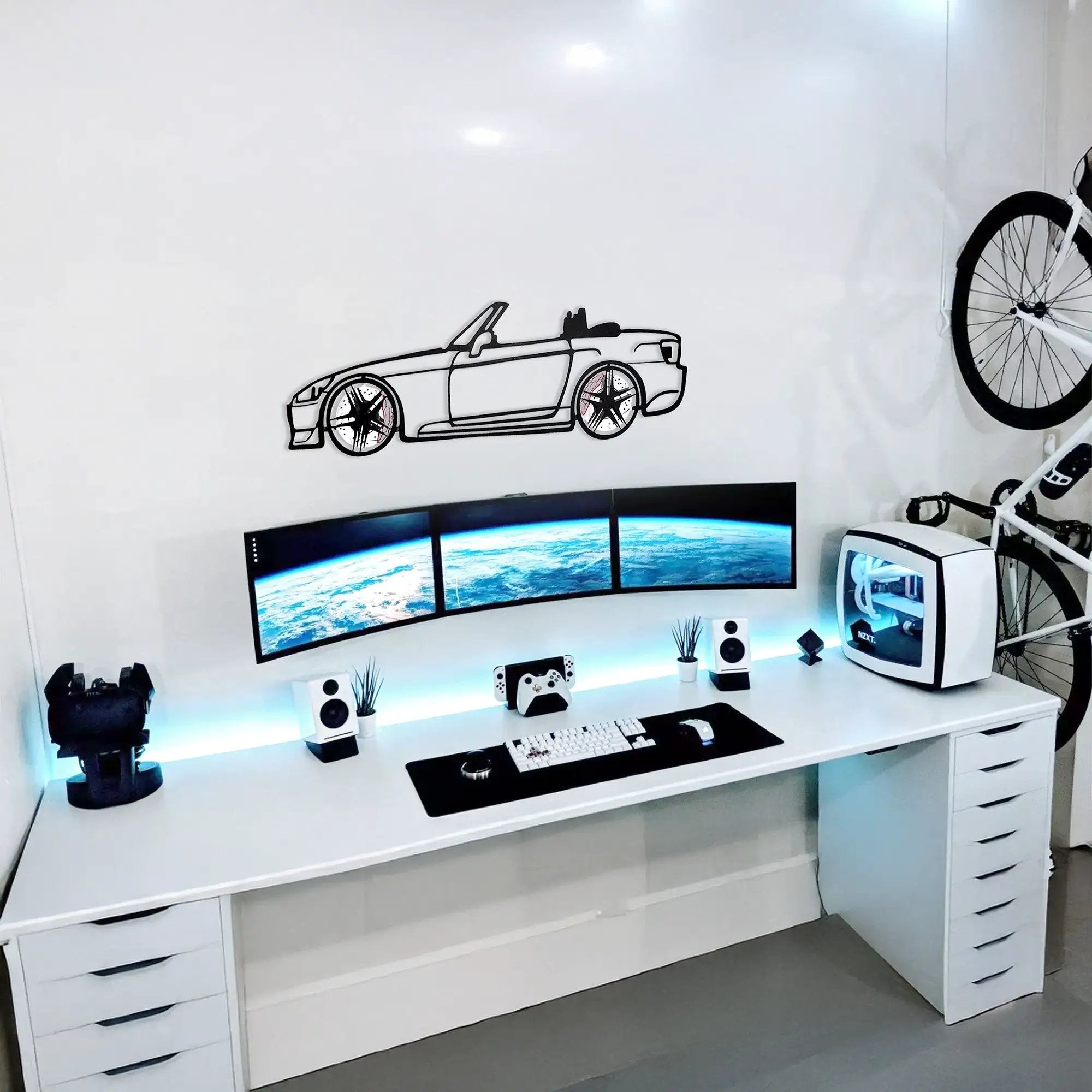 Honda S2000 Wall Art – JDM Steel Silhouette with Spinning Wheels-KAFMEKA029 by Enova Art