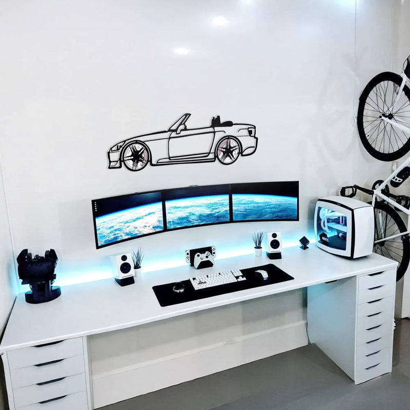 Honda S2000 Wall Art – JDM Steel Silhouette with Spinning Wheels-KAFMEKA029 by Enova Art
