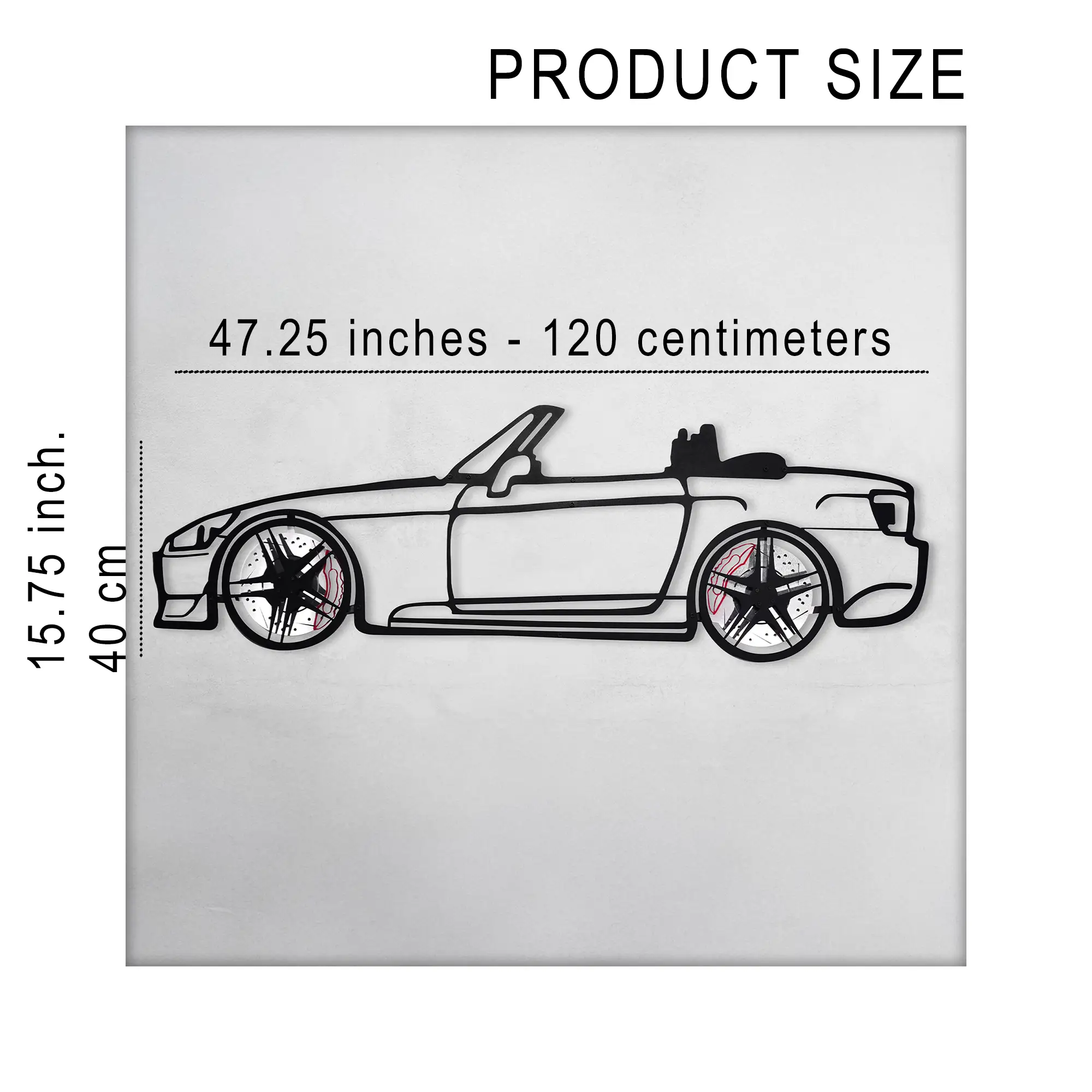 Honda S2000 Wall Art – JDM Steel Silhouette with Spinning Wheels-KAFMEKA029 by Enova Art