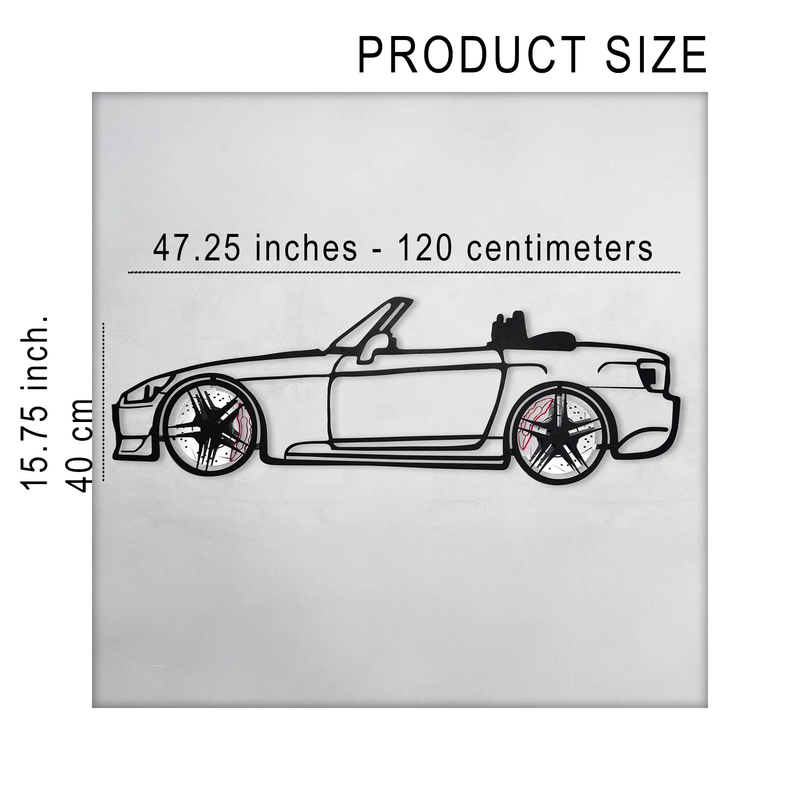 Honda S2000 Wall Art – JDM Steel Silhouette with Spinning Wheels-KAFMEKA029 by Enova Art