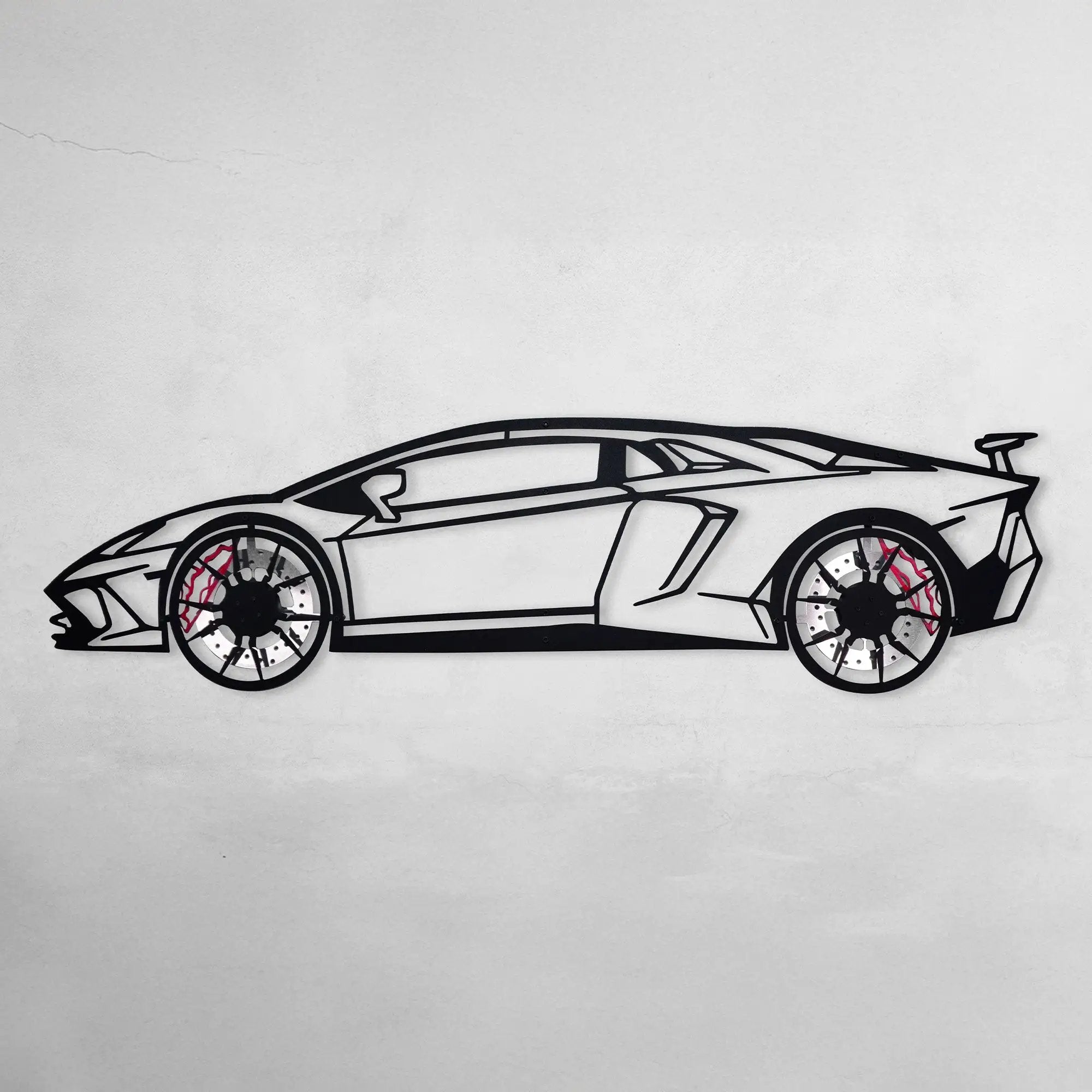 Lamborghini Wall Art – Exotic Supercar Steel Silhouette with Spinning Wheels-KAFMEKA030 by Enova Art