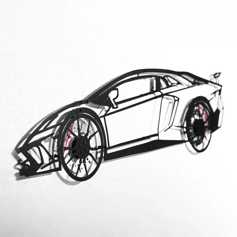 Lamborghini Wall Art – Exotic Supercar Steel Silhouette with Spinning Wheels-KAFMEKA030 by Enova Art