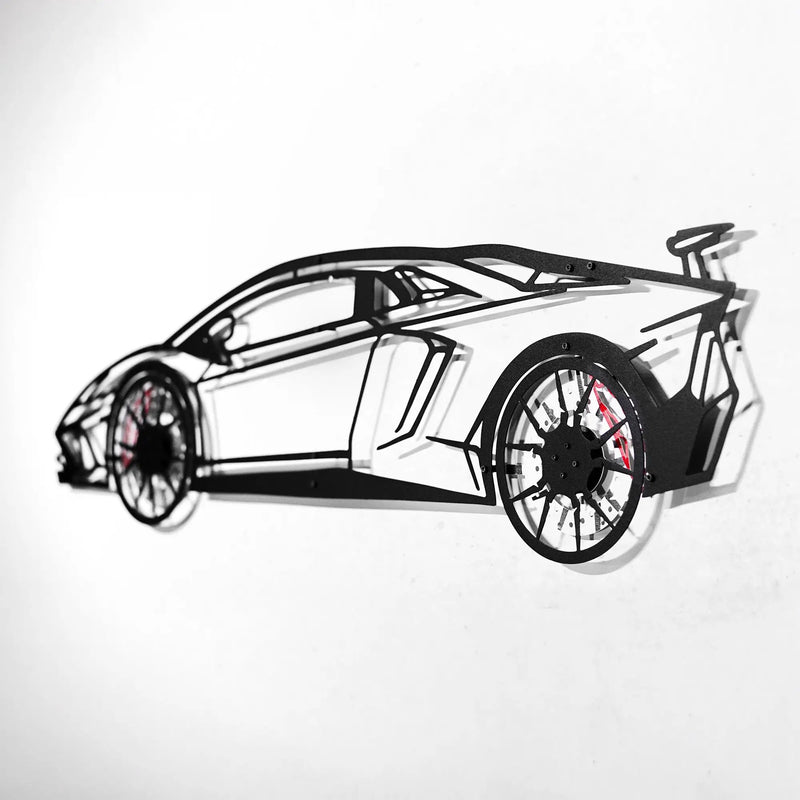 Lamborghini Wall Art – Exotic Supercar Steel Silhouette with Spinning Wheels-KAFMEKA030 by Enova Art