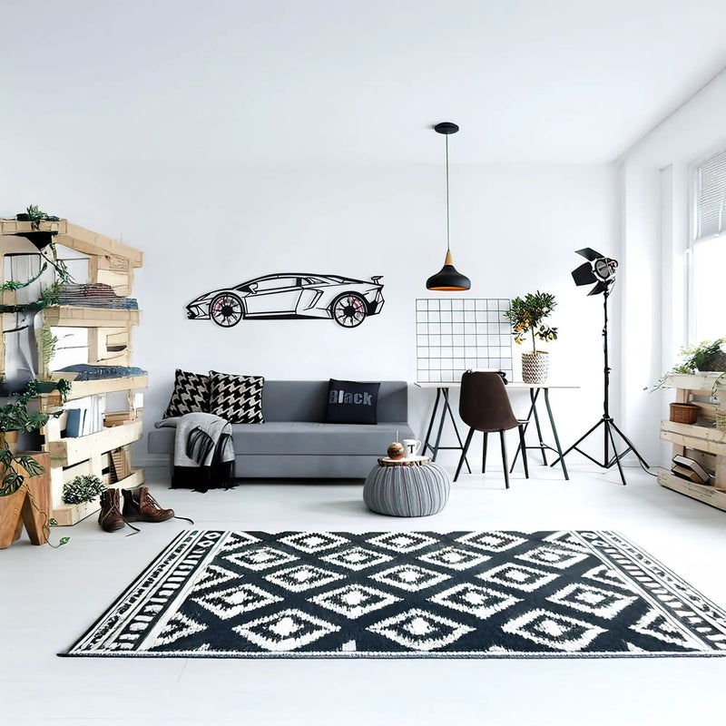 Lamborghini Wall Art – Exotic Supercar Steel Silhouette with Spinning Wheels-KAFMEKA030 by Enova Art