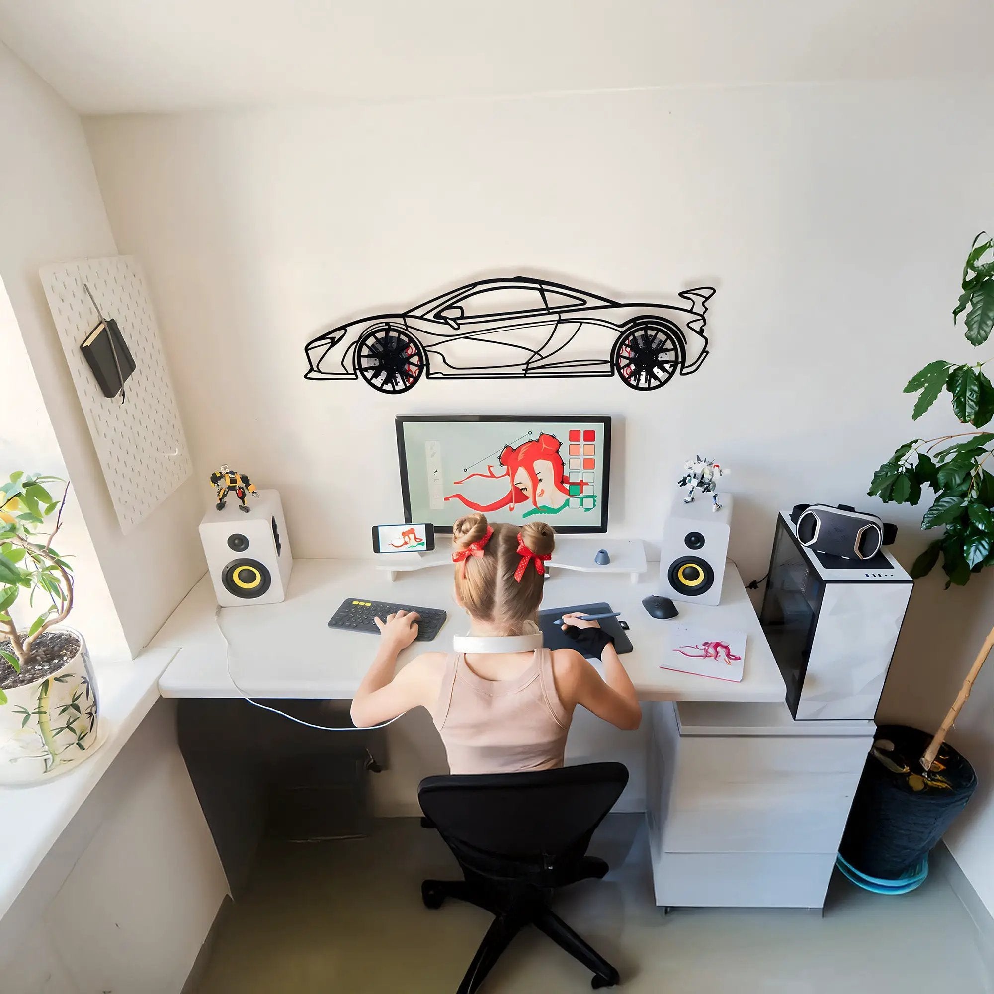 McLaren Wall Art – Exotic Supercar Steel Silhouette with Spinning Wheels-KAFMEKA031 by Enova Art