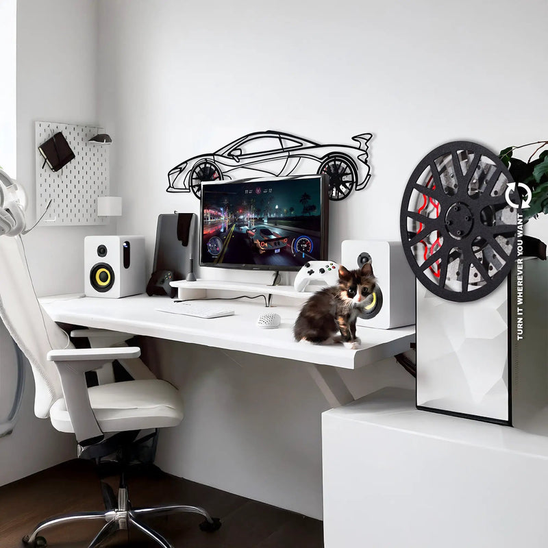 McLaren Wall Art – Exotic Supercar Steel Silhouette with Spinning Wheels-KAFMEKA031 by Enova Art