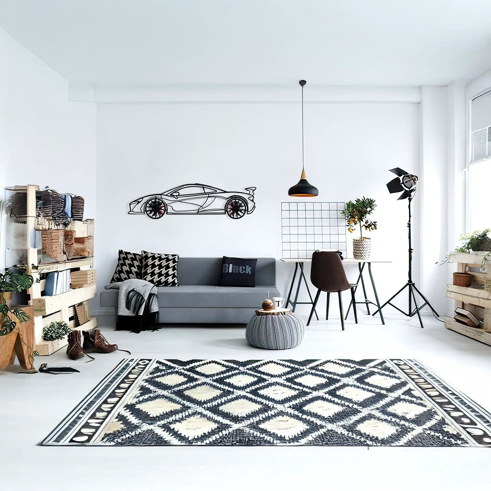 McLaren Wall Art – Exotic Supercar Steel Silhouette with Spinning Wheels-KAFMEKA031 by Enova Art