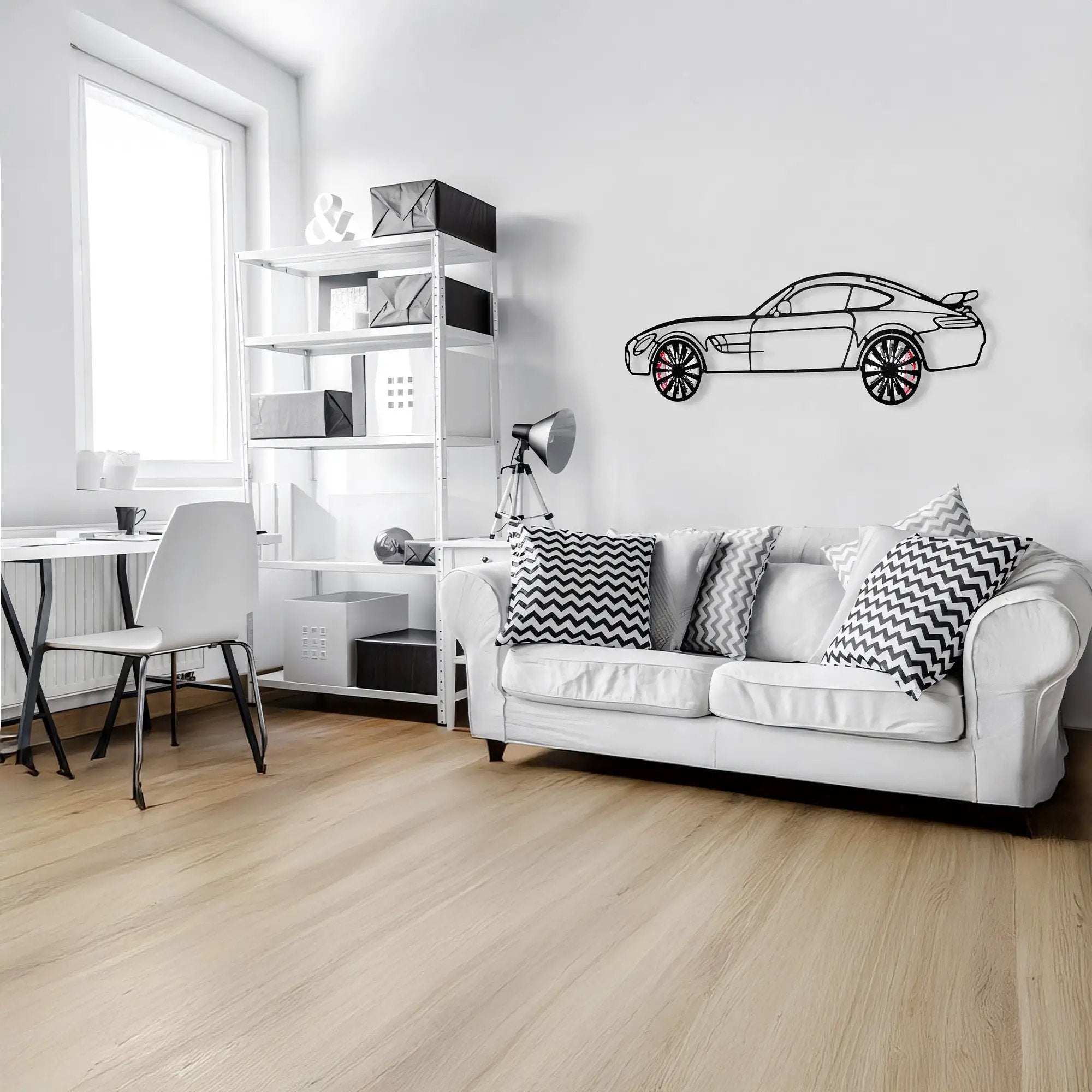 Mercedes-AMG GT R Wall Art – Steel Silhouette with Spinning Wheels-KAFMEKA033 by Enova Art