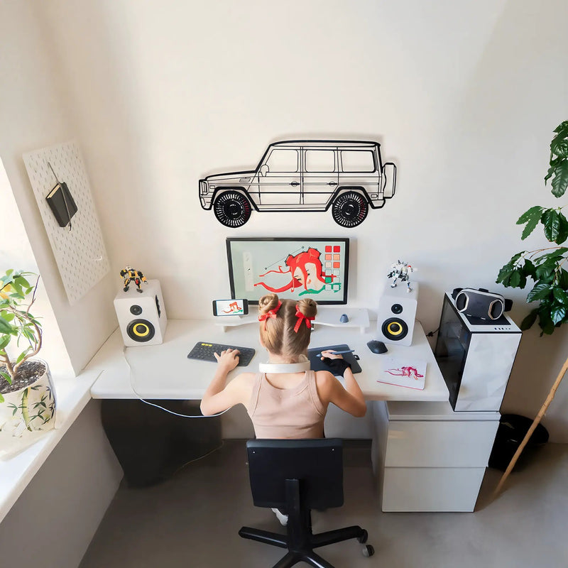 Mercedes G63 AMG Wall Art – Luxury 4x4 Steel Silhouette with Spinning Wheels-KAFMEKA034 by Enova Art