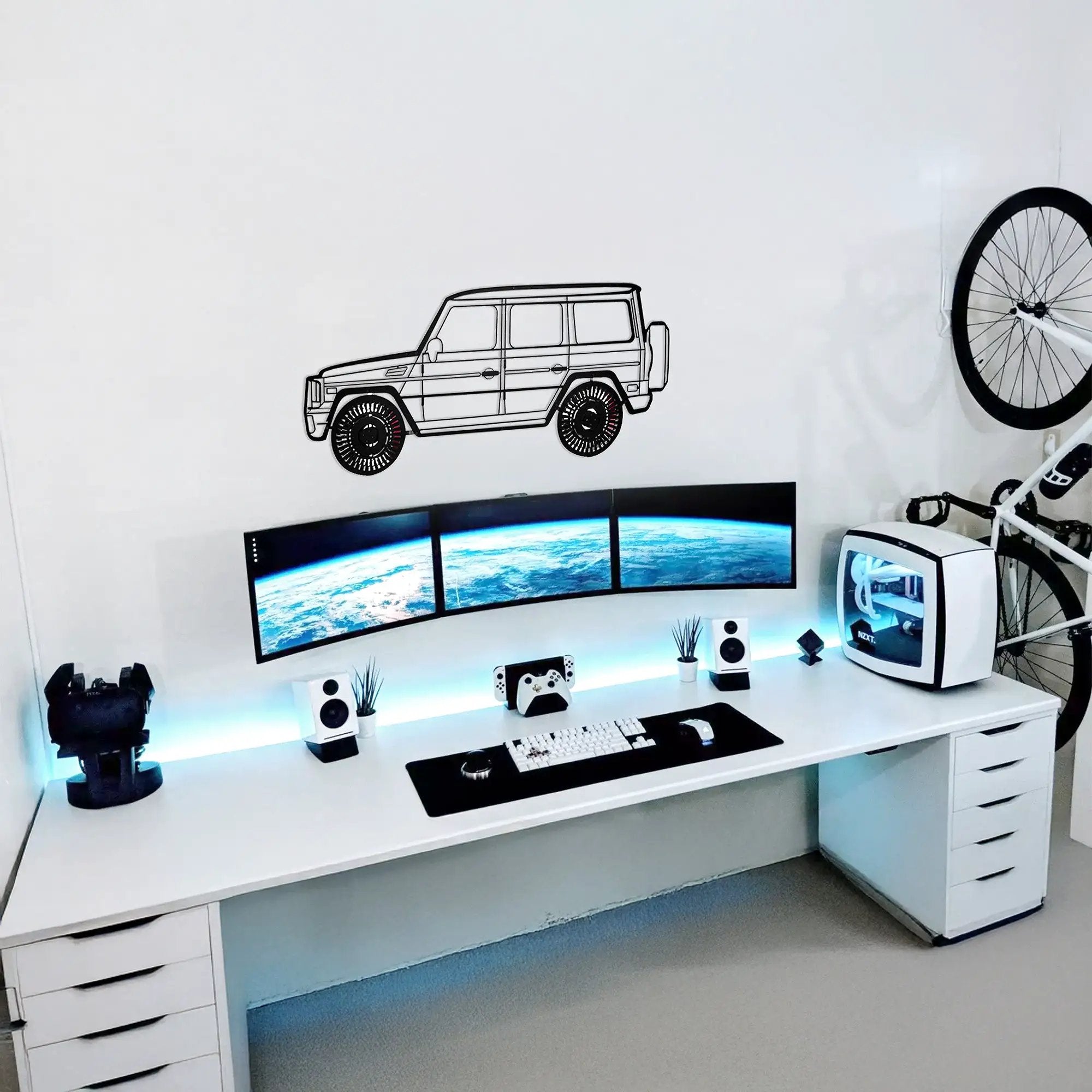 Mercedes G63 AMG Wall Art – Luxury 4x4 Steel Silhouette with Spinning Wheels-KAFMEKA034 by Enova Art