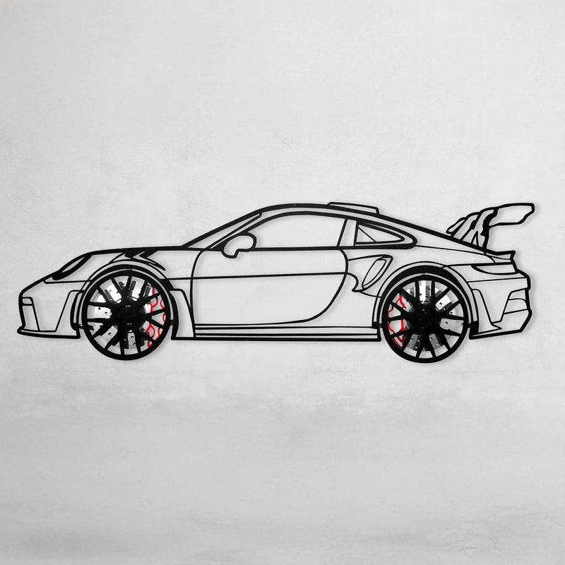 Porsche 911 GT Wall Art – Steel Silhouette with Spinning Wheels-KAFMEKA037 by Enova Art