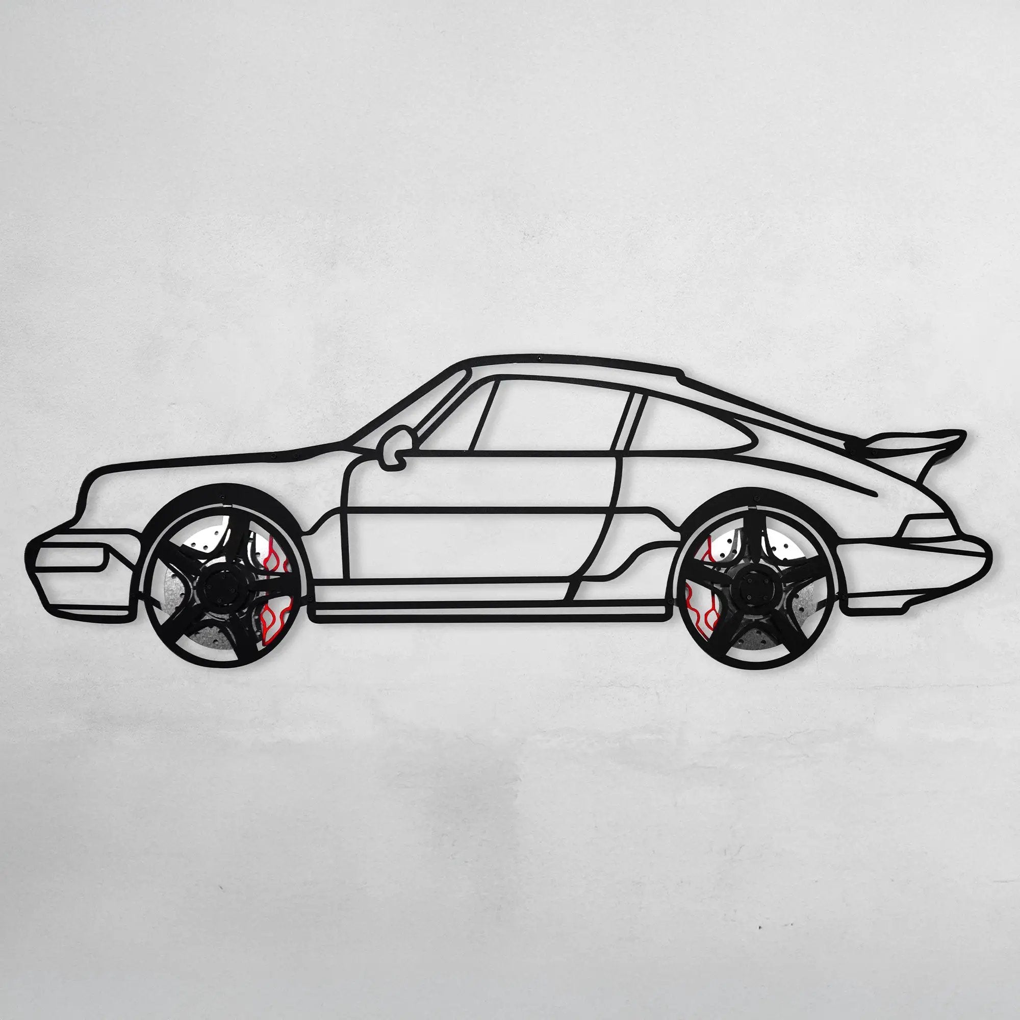 Classic Porsche 911 Wall Art – Retro Steel Silhouette with Spinning Wheels-KAFMEKA038 by Enova Art