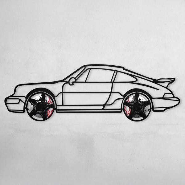 Classic Porsche 911 Wall Art – Retro Steel Silhouette with Spinning Wheels-KAFMEKA038