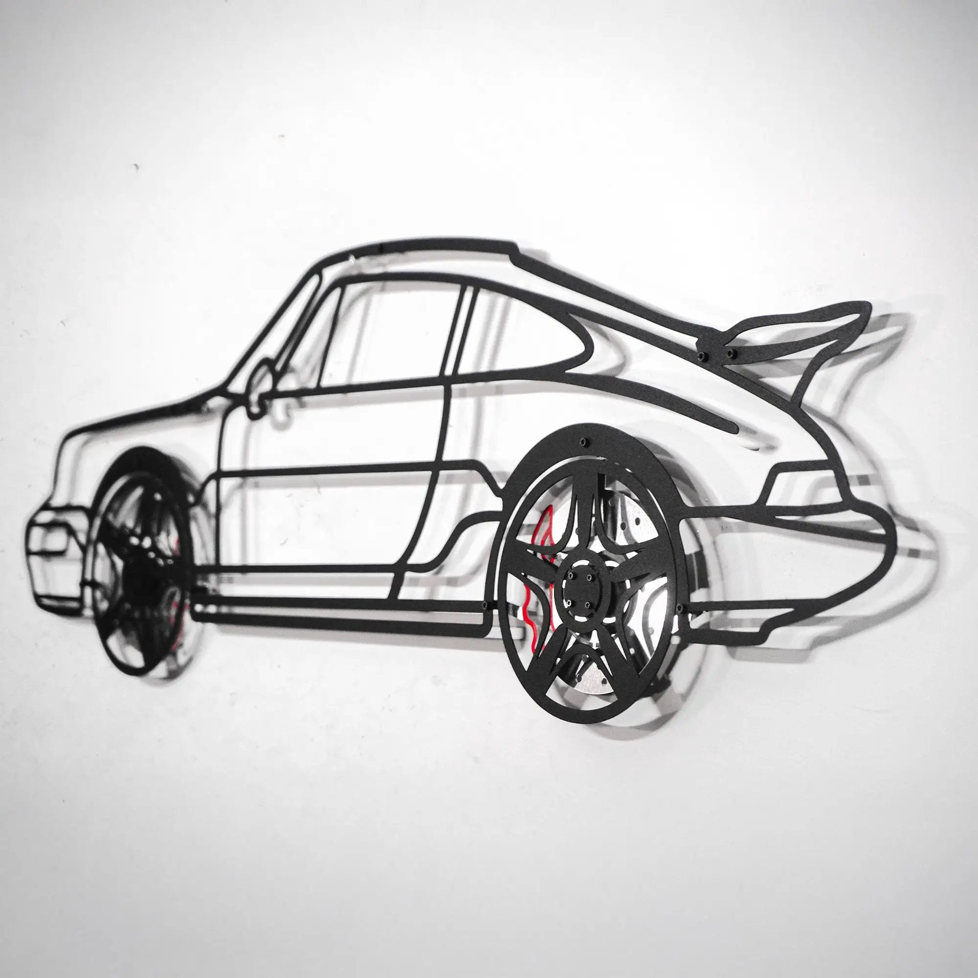 Classic Porsche 911 Wall Art – Retro Steel Silhouette with Spinning Wheels-KAFMEKA038 by Enova Art