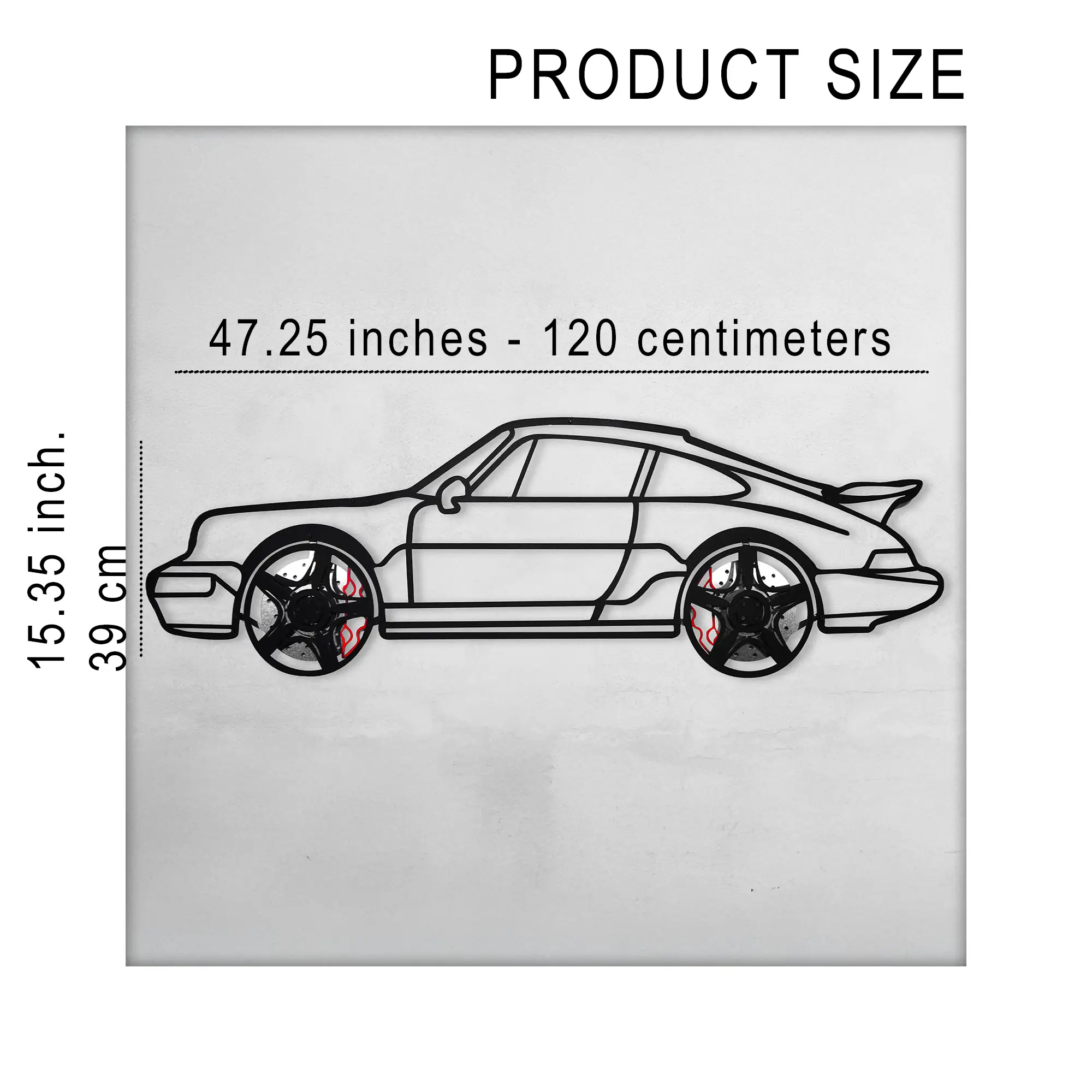 Classic Porsche 911 Wall Art – Retro Steel Silhouette with Spinning Wheels-KAFMEKA038 by Enova Art