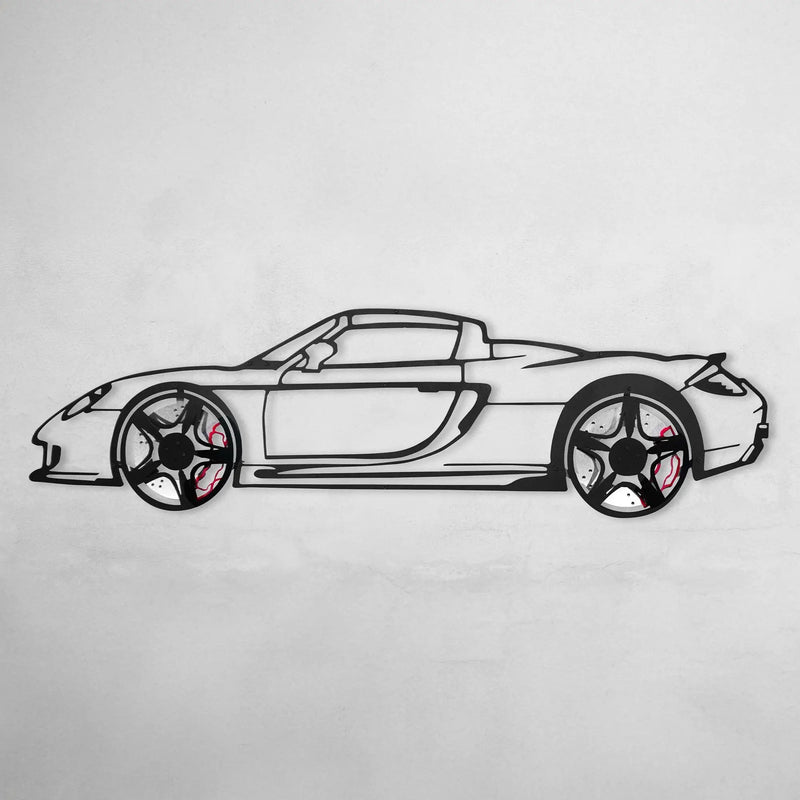 Porsche Carrera GT Wall Art – Supercar Steel Silhouette with Spinning Wheels-KAFMEKA039 by Enova Art