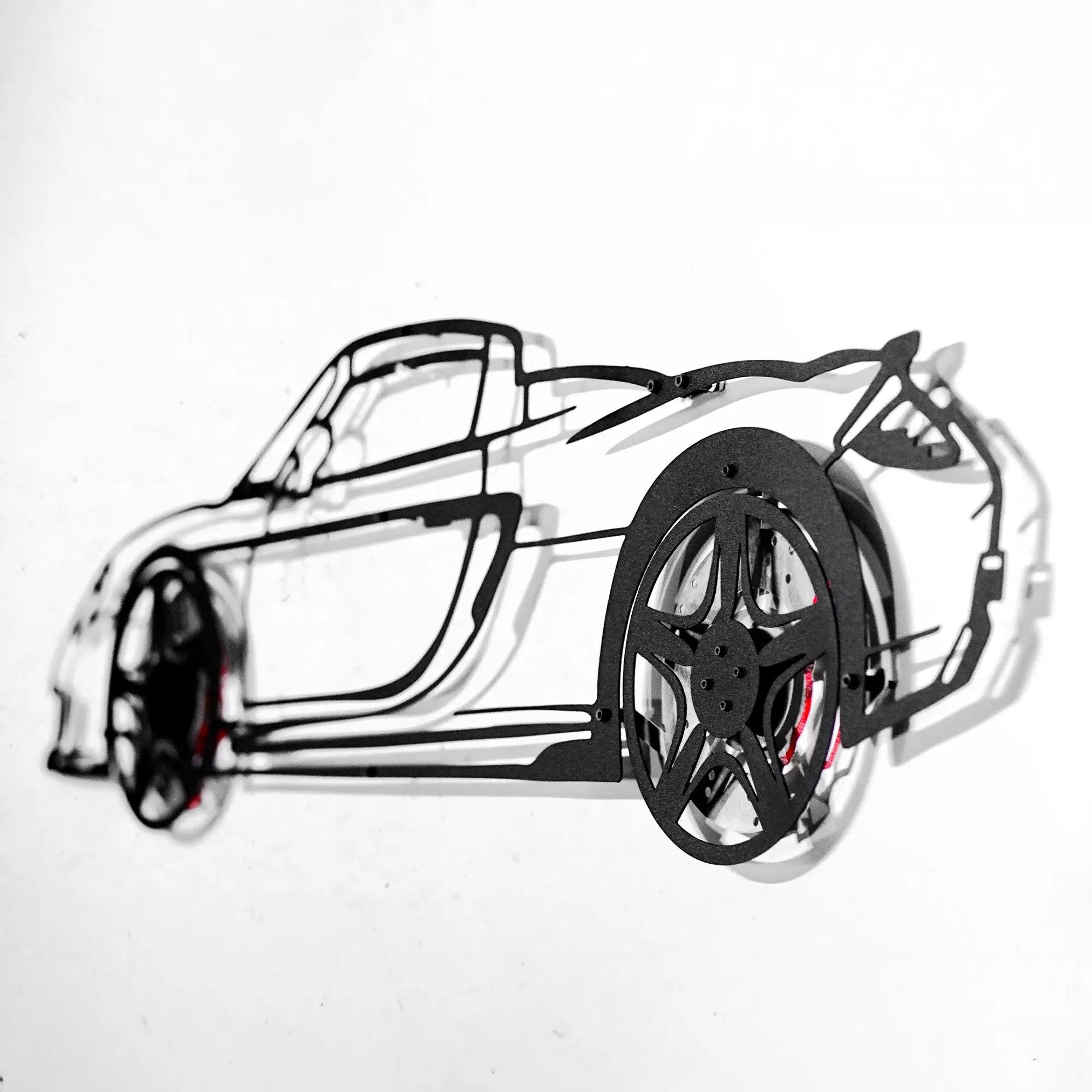 Porsche Carrera GT Wall Art – Supercar Steel Silhouette with Spinning Wheels-KAFMEKA039 by Enova Art
