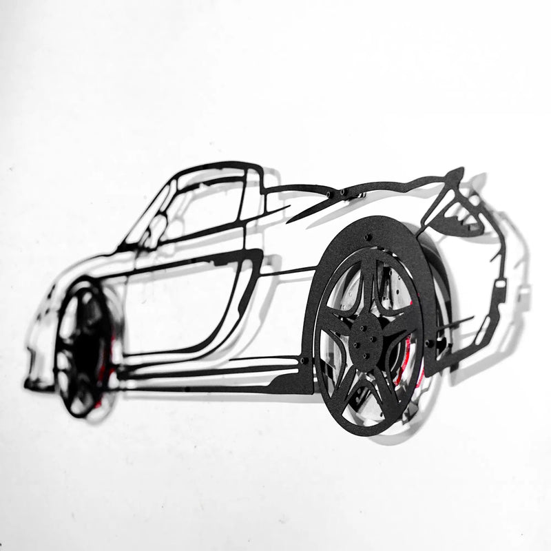 Porsche Carrera GT Wall Art – Supercar Steel Silhouette with Spinning Wheels-KAFMEKA039 by Enova Art