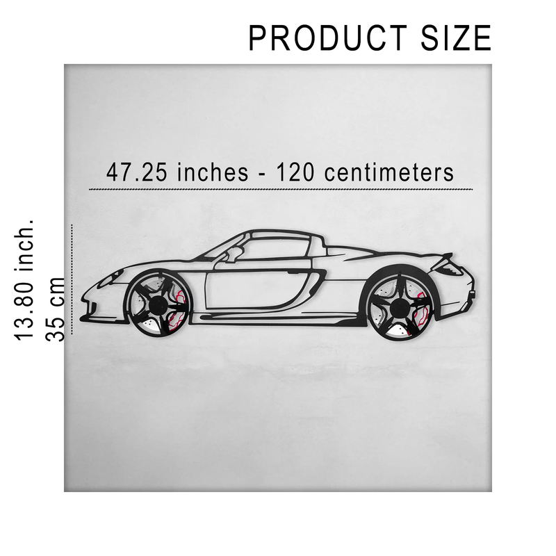 Porsche Carrera GT Wall Art – Supercar Steel Silhouette with Spinning Wheels-KAFMEKA039 by Enova Art