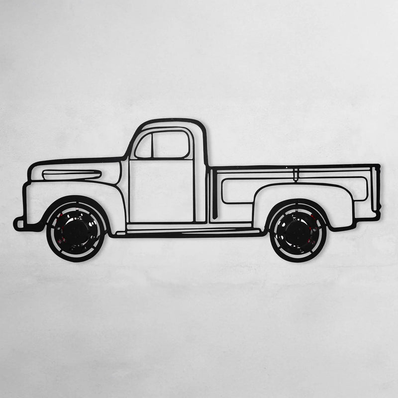 1949 Ford Pickup Wall Art – Classic Truck Steel Silhouette with Spinning Wheels-KAFMEKA041 by Enova Art