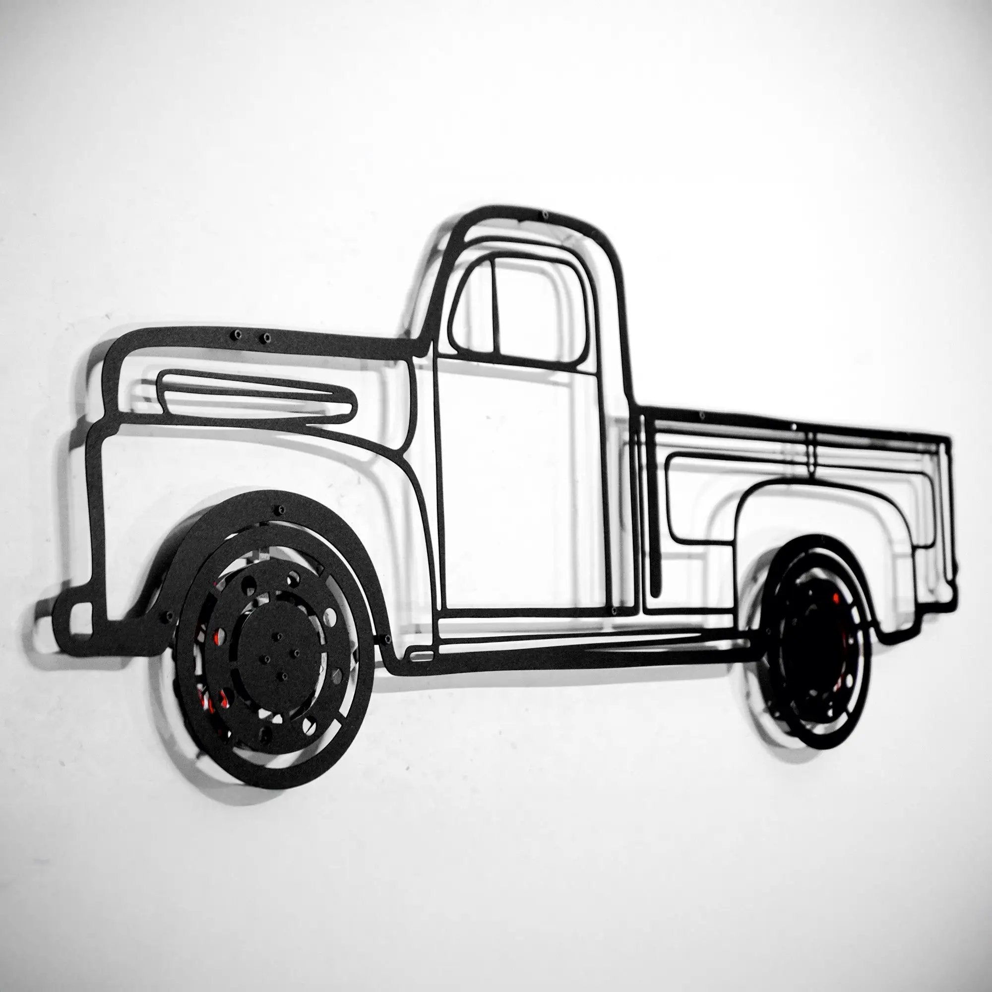 1949 Ford Pickup Wall Art – Classic Truck Steel Silhouette with Spinning Wheels-KAFMEKA041 by Enova Art