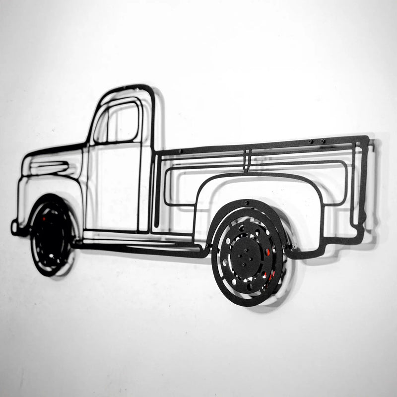 1949 Ford Pickup Wall Art – Classic Truck Steel Silhouette with Spinning Wheels-KAFMEKA041 by Enova Art