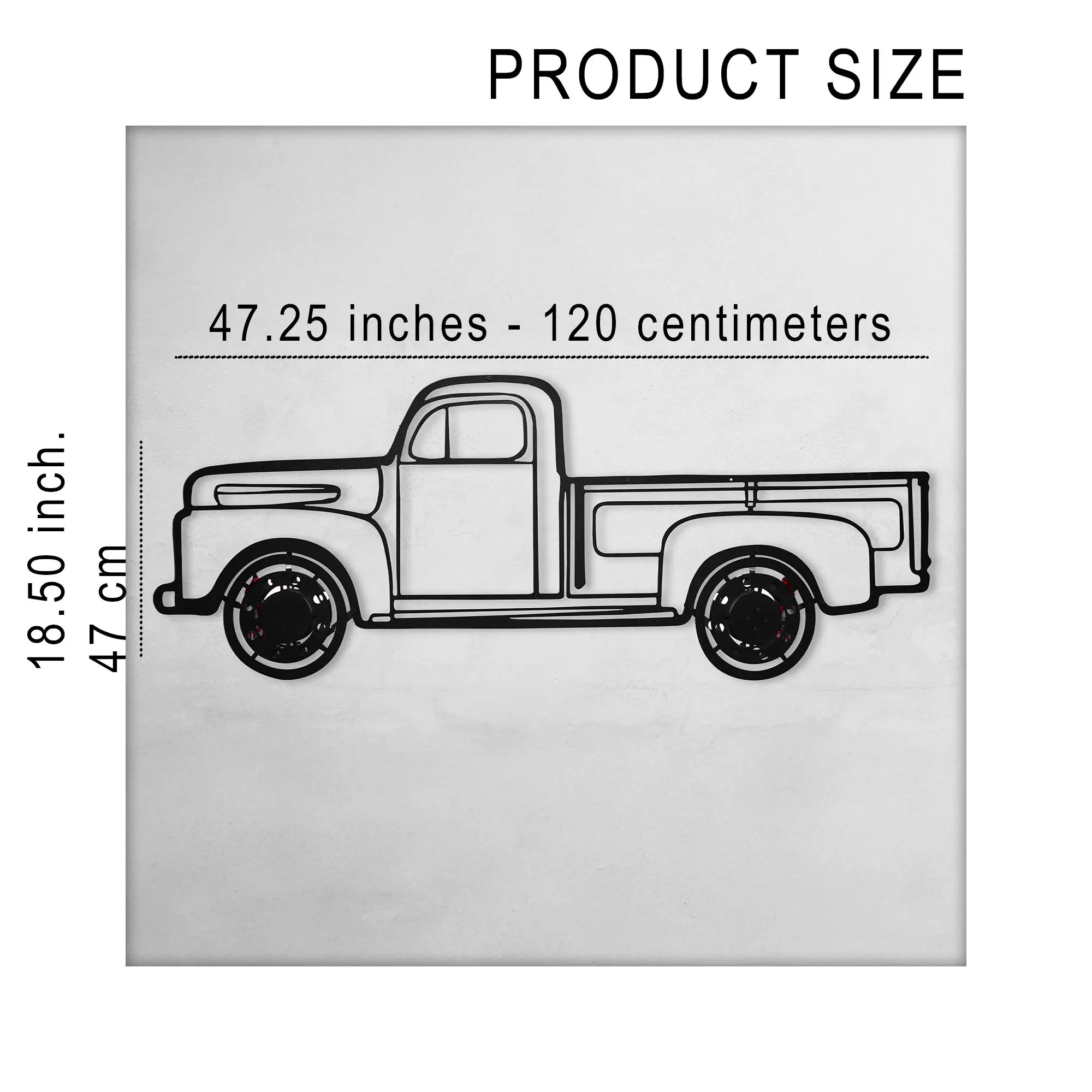 1949 Ford Pickup Wall Art – Classic Truck Steel Silhouette with Spinning Wheels-KAFMEKA041 by Enova Art