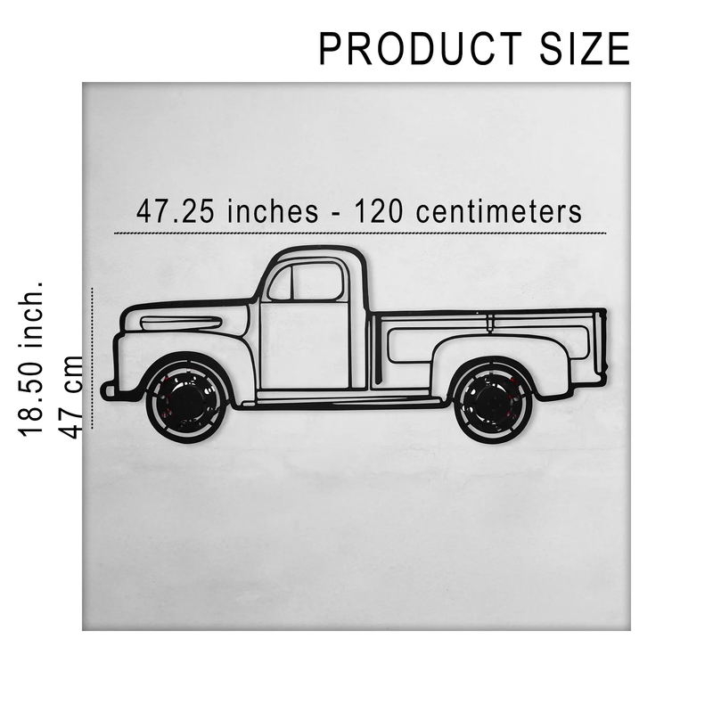 1949 Ford Pickup Wall Art – Classic Truck Steel Silhouette with Spinning Wheels-KAFMEKA041 by Enova Art