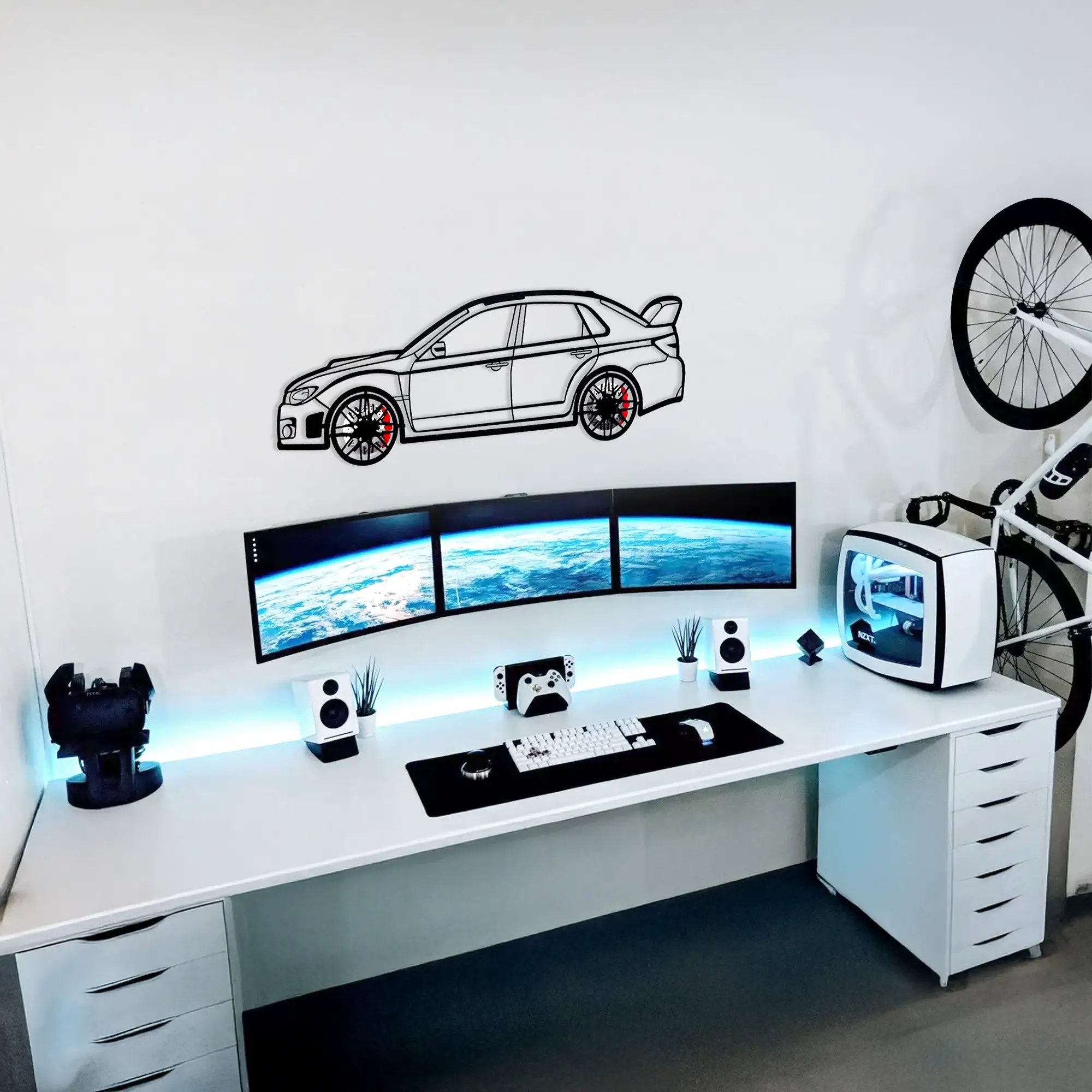 Subaru Impreza Wall Art – Rally Legend Steel Silhouette with Spinning Wheels-KAFMEKA042 by Enova Art