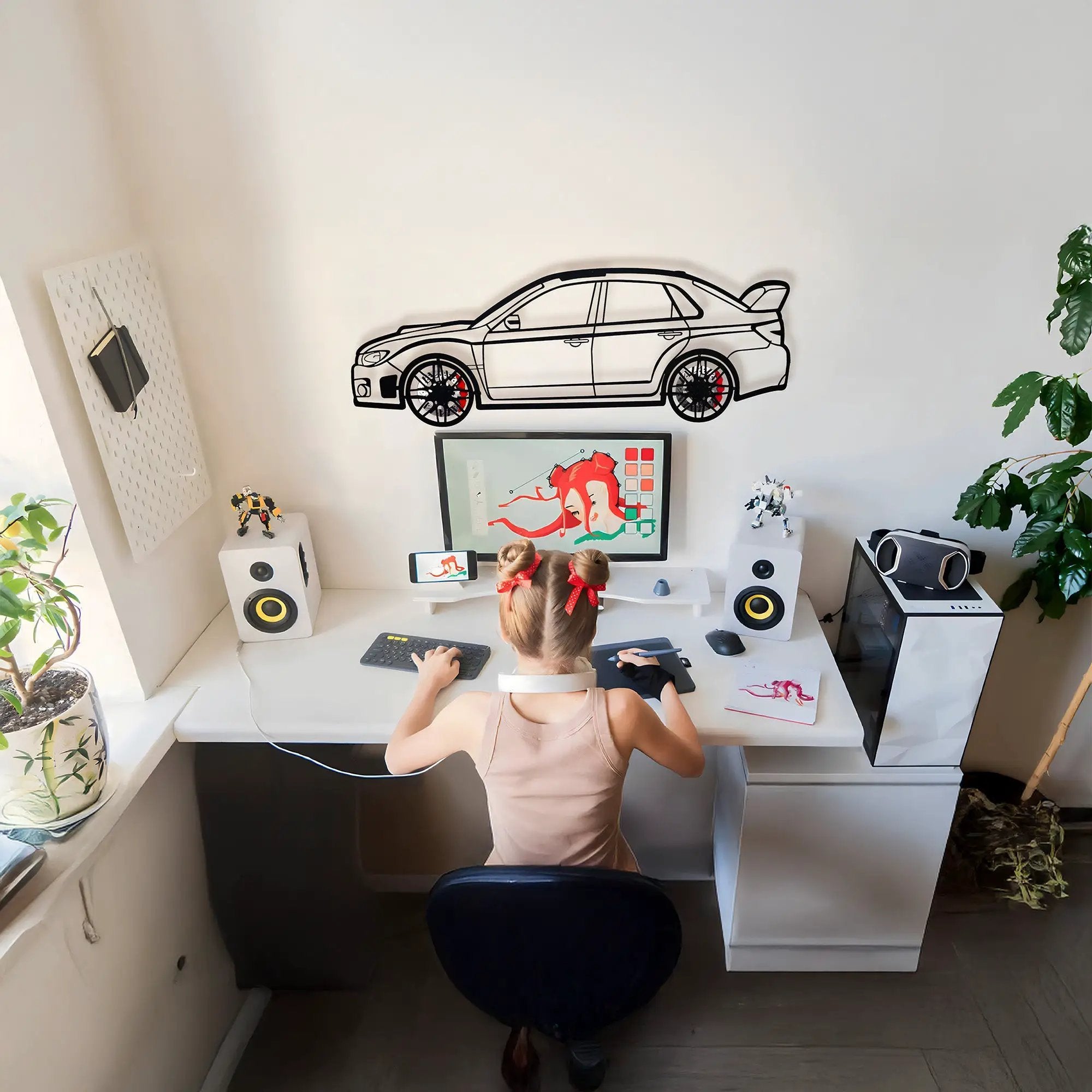 Subaru Impreza Wall Art – Rally Legend Steel Silhouette with Spinning Wheels-KAFMEKA042 by Enova Art
