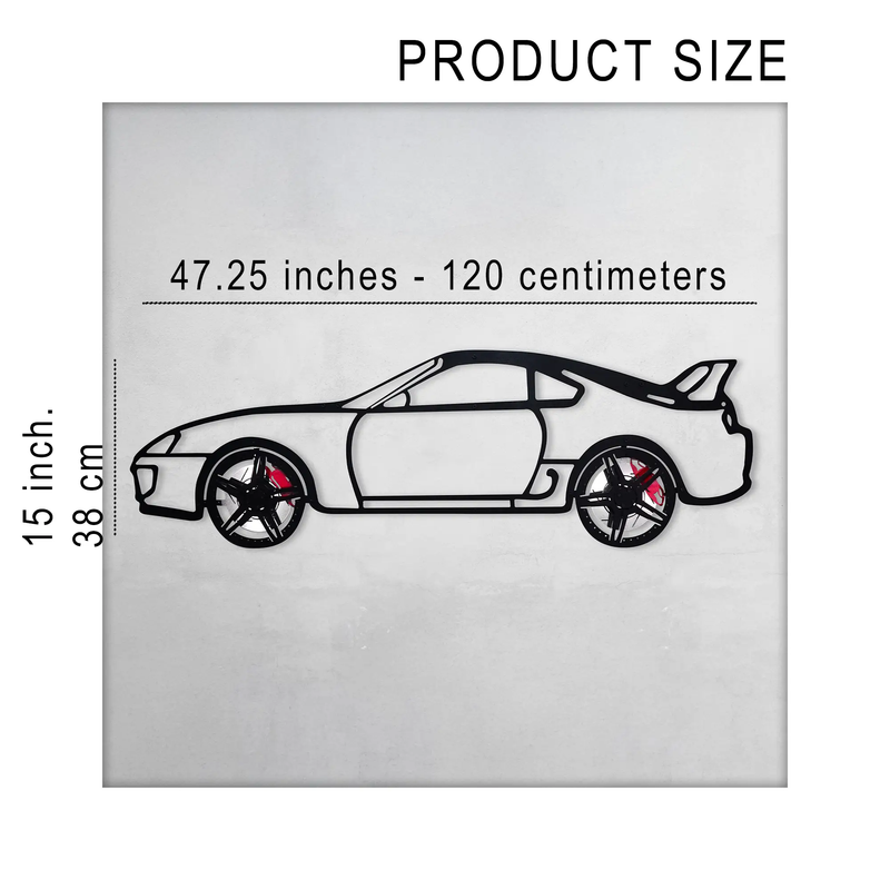 Toyota Supra MK4 Wall Art – JDM Legend Steel Silhouette with Spinning Wheels-KAFMEKA043 by Enova Art
