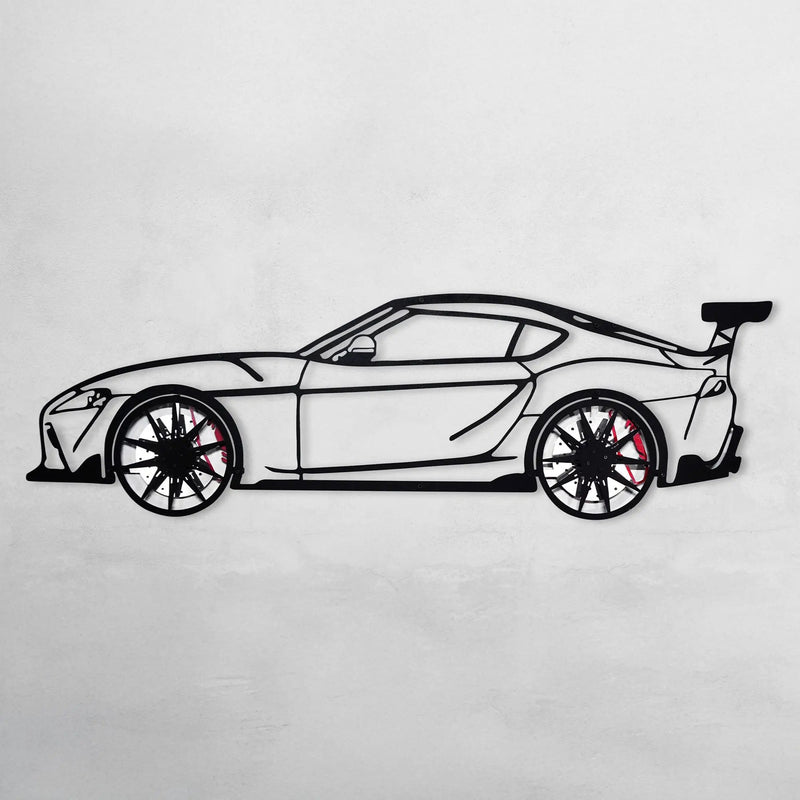 Toyota Supra MK5 Wall Art – Modern JDM Steel Silhouette with Spinning Wheels-KAFMEKA044 by Enova Art