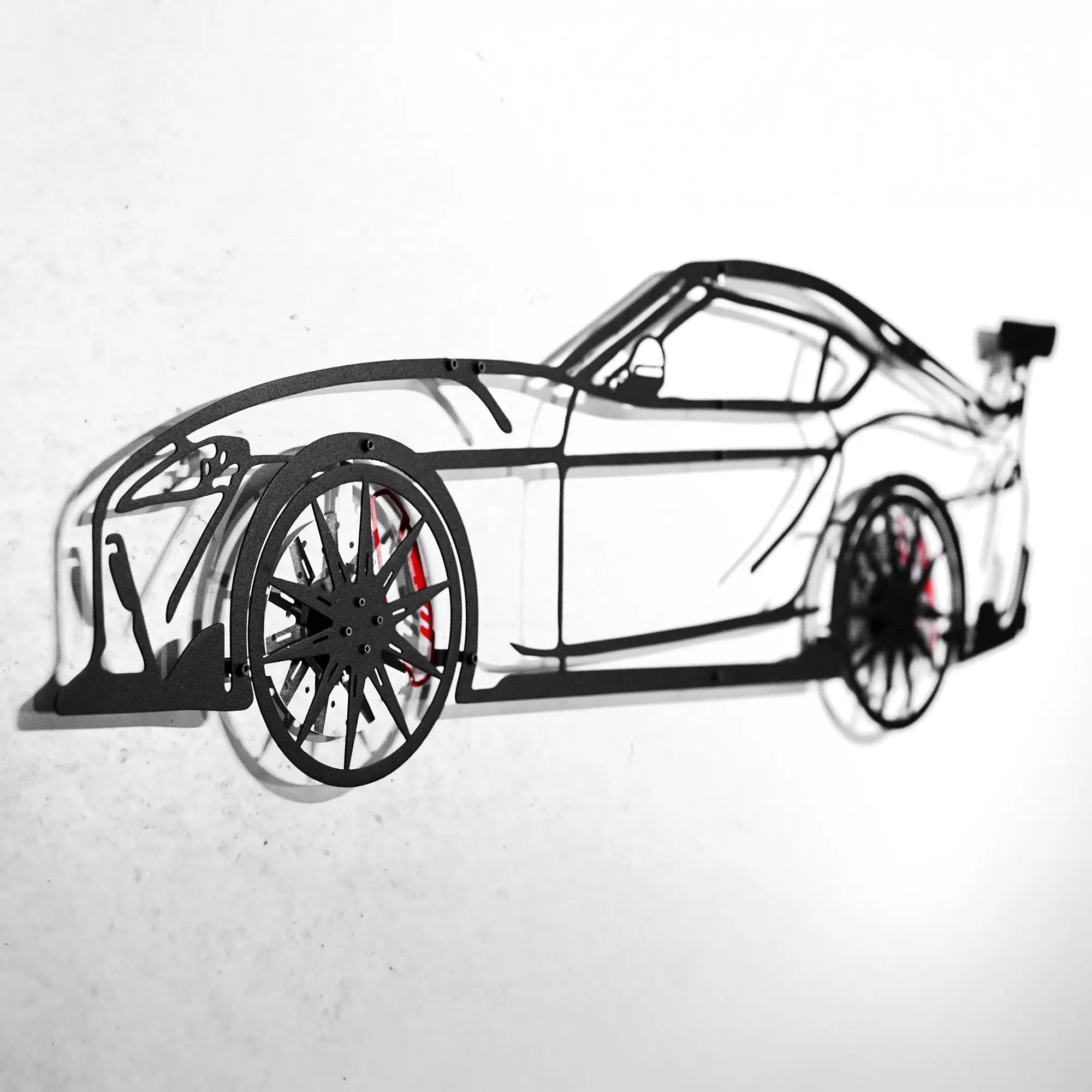 Toyota Supra MK5 Wall Art – Modern JDM Steel Silhouette with Spinning Wheels-KAFMEKA044 by Enova Art