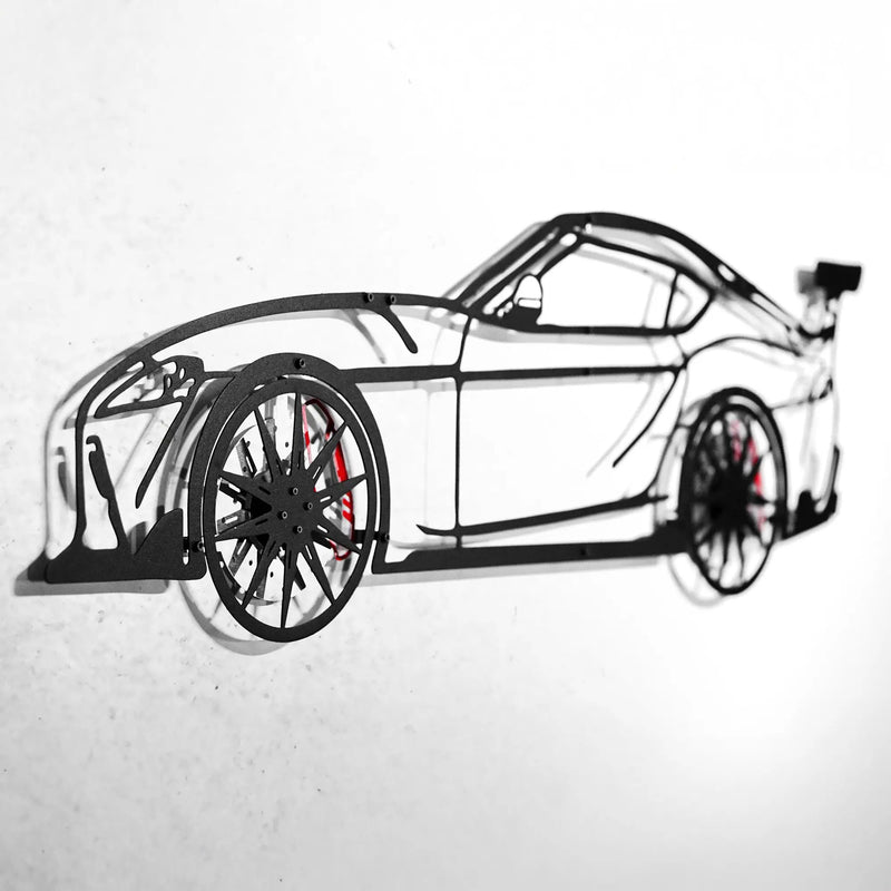 Toyota Supra MK5 Wall Art – Modern JDM Steel Silhouette with Spinning Wheels-KAFMEKA044 by Enova Art