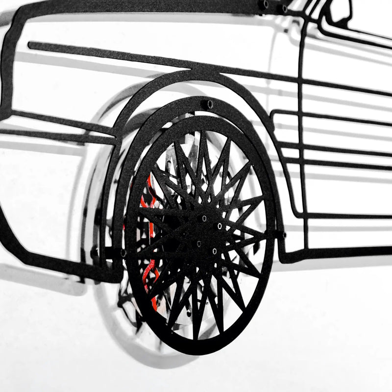 Volkswagen Golf Mk1 Wall Art – Classic Hot Hatch Steel Silhouette with Spinning Wheels-KAFMEKA046 by Enova Art