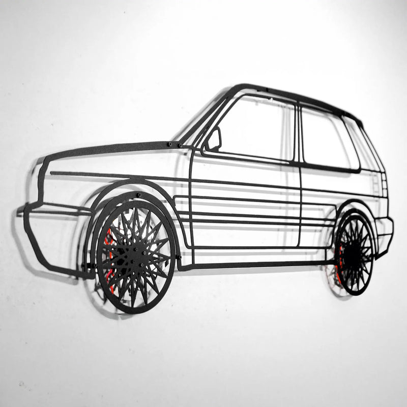 Volkswagen Golf Mk1 Wall Art – Classic Hot Hatch Steel Silhouette with Spinning Wheels-KAFMEKA046 by Enova Art