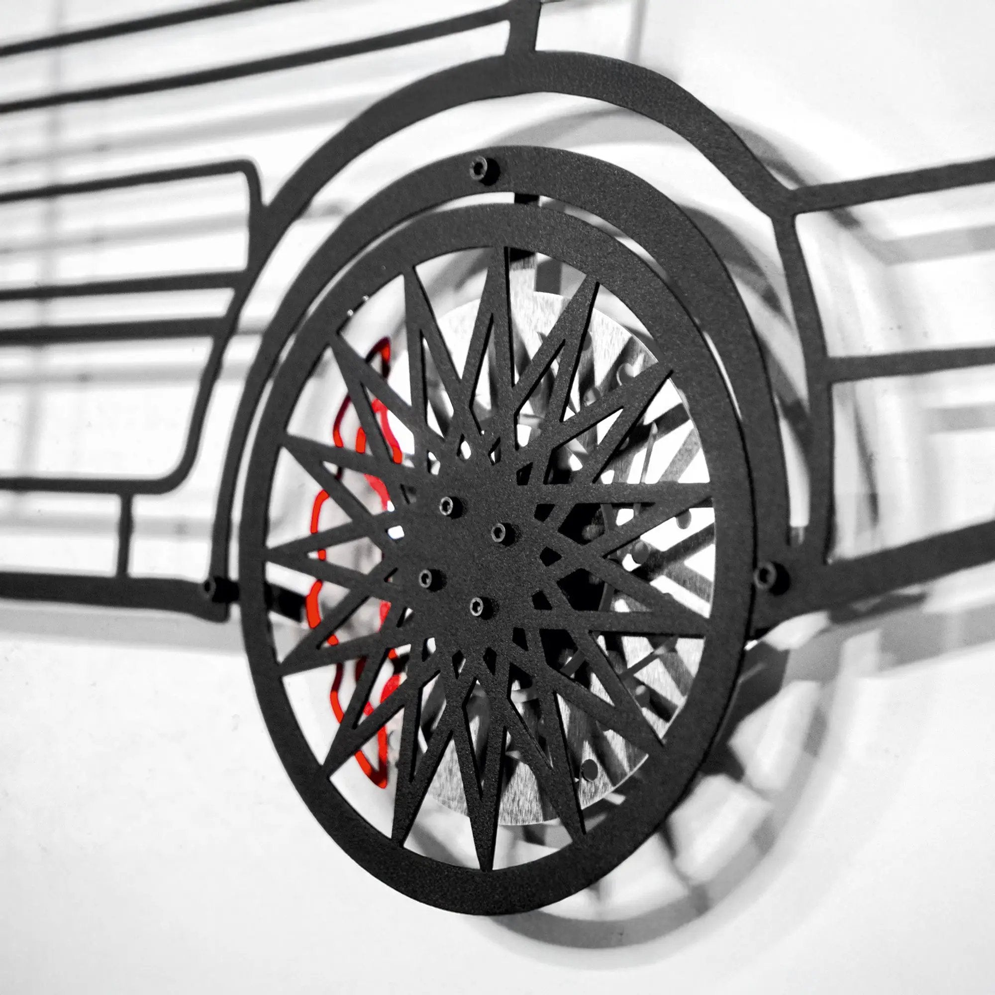 Volkswagen Golf Mk1 Wall Art – Classic Hot Hatch Steel Silhouette with Spinning Wheels-KAFMEKA046 by Enova Art