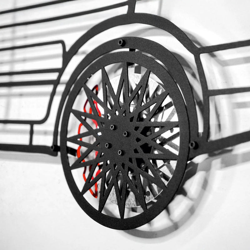 Volkswagen Golf Mk1 Wall Art – Classic Hot Hatch Steel Silhouette with Spinning Wheels-KAFMEKA046 by Enova Art