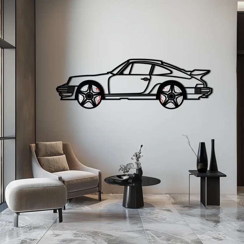 Porsche 911 Classic Metal Wall Art – Rotating Wheel Automotive Silhouette, Premium Gift for Car Lovers- KAFMEKA049 by Enova Art