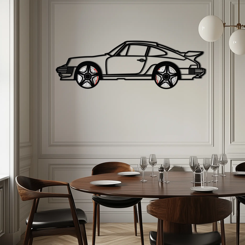 Porsche 911 Classic Metal Wall Art – Rotating Wheel Automotive Silhouette, Premium Gift for Car Lovers- KAFMEKA049 by Enova Art