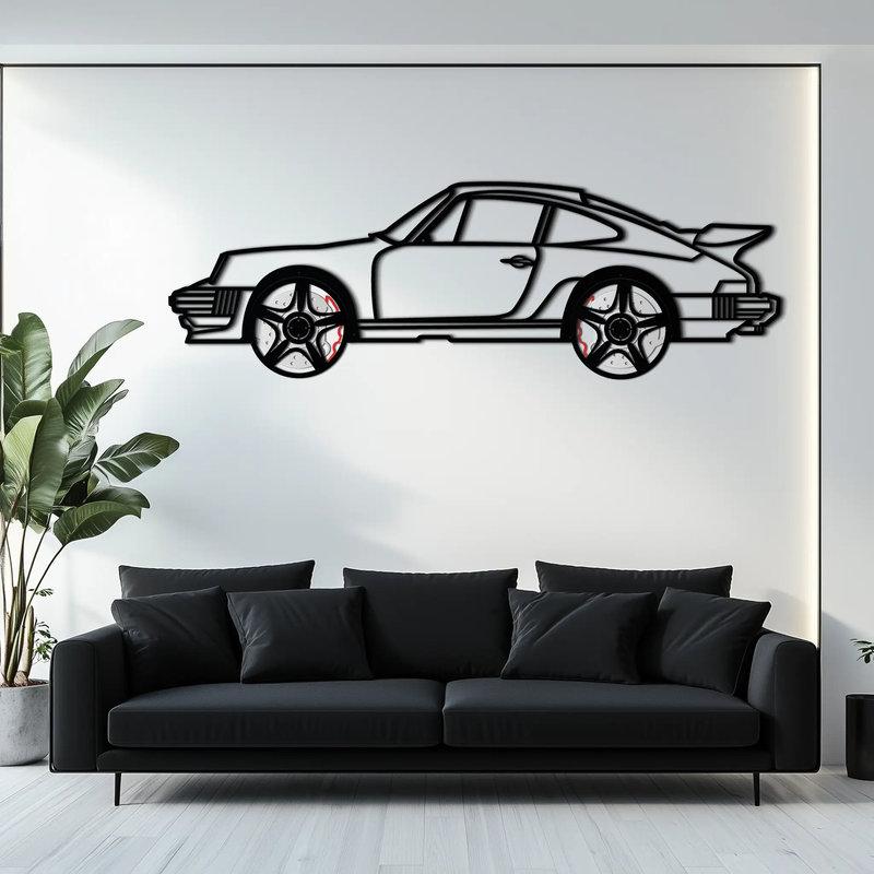 Porsche 911 Classic Metal Wall Art – Rotating Wheel Automotive Silhouette, Premium Gift for Car Lovers- KAFMEKA049 by Enova Art