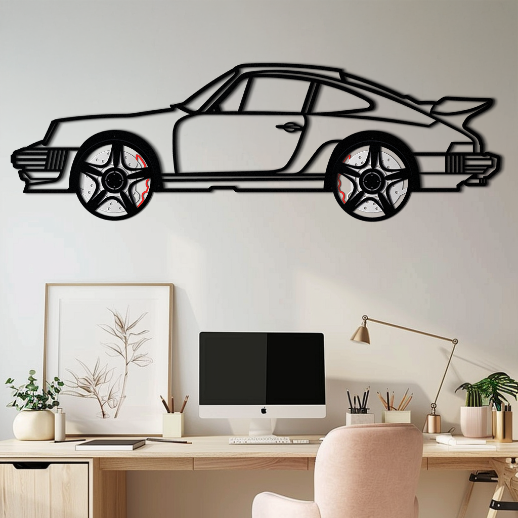 Porsche 911 Classic Metal Wall Art – Rotating Wheel Automotive Silhouette, Premium Gift for Car Lovers- KAFMEKA049 by Enova Art