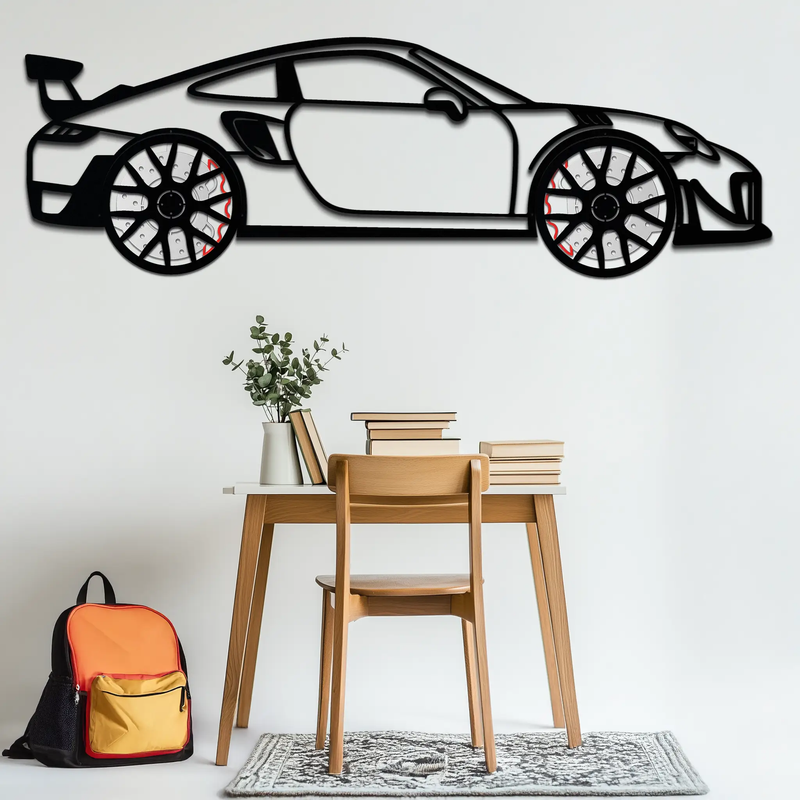 Porsche 911 GT2 Metal Wall Art – Rotating Wheel Motorsport Silhouette | Premium Gift for Car Enthusiasts ,KAFMEKA050 by Enova Art